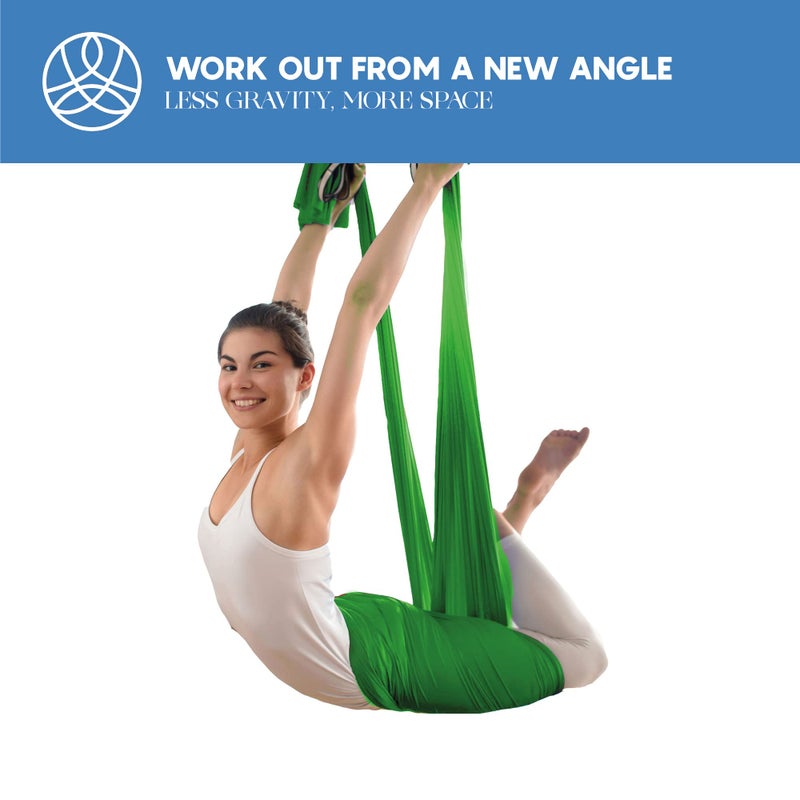 aum active Aerial Silk Yoga Hammock & Swing for Home, Inversion Exercises, Starter Kit for All Levels - Durable with Extension Straps, Carabiners, and Pose Guide - Image 5